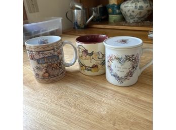 Three Coffee Mugs: Mom And Carousel Horse
