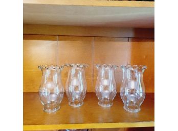 Set Of 4 Vintage Glass Oil Lamp Flutes