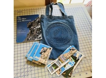 Old Man In The Mountain Postcards, Book And Denim Tote