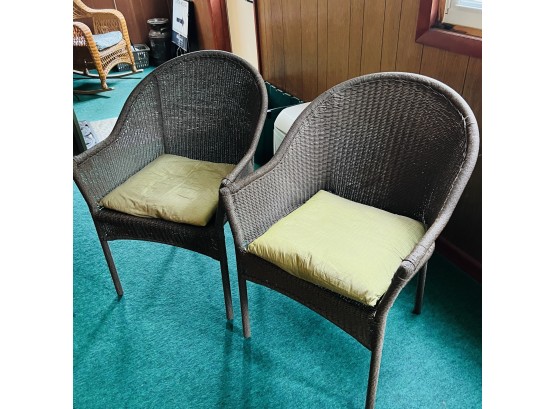 Pair Of Stacking Outdoor Chairs With Cushions (Porch)