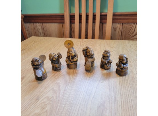 Wooden Musician Carvings - Set Of 6