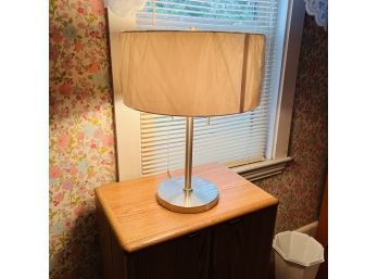 Chrome Table Lamp With Ivory Shade (Upstairs)