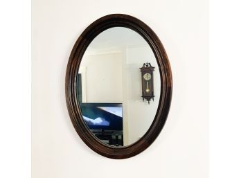Vintage Oval Wood Frame Wall Mirror (Living Room)