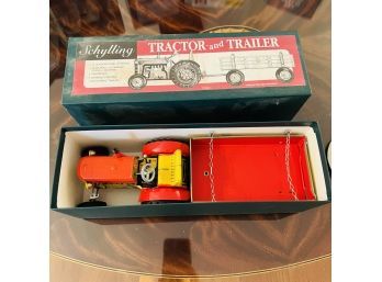 Vintage Schylling Metal Tractor And Trailer Set With Box (Living Room)