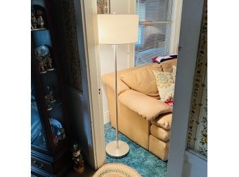 Chrome Floor Lamp With Ivory Shade (Living Room)
