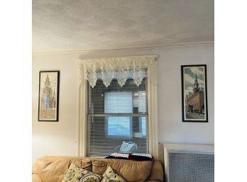 Pair Of Vintage Boston Framed Screenprints By D. Grose - Meeting House And North Church (Living Room)