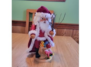 Wooden Santa Figurine With Toy Bag