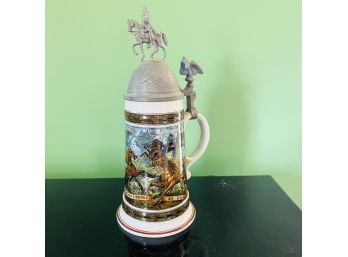 Vintage Stein With Horse And Rider Detail On The Lid (Living Room)
