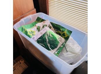 Assorted Holiday Decorations In Plastic Tote - St. Patrick's Day, Easter, Halloween, Etc. (Attic)