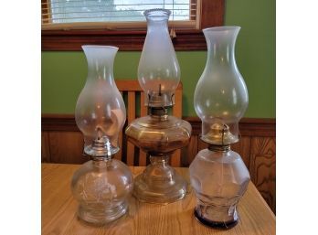 Set Of 3 Vintage Oil Lamps