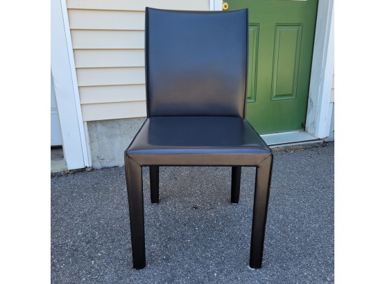 Dining Chair In Black Folio Saddle Top-Grain Leather From Crate & Barrel