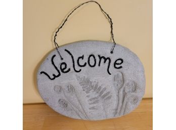 Stone Cut Pressed Flowers Welcome Sign