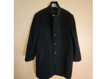 Hathaway Men's Platinum Wool And Cashmere Coat - Size 46. Black.