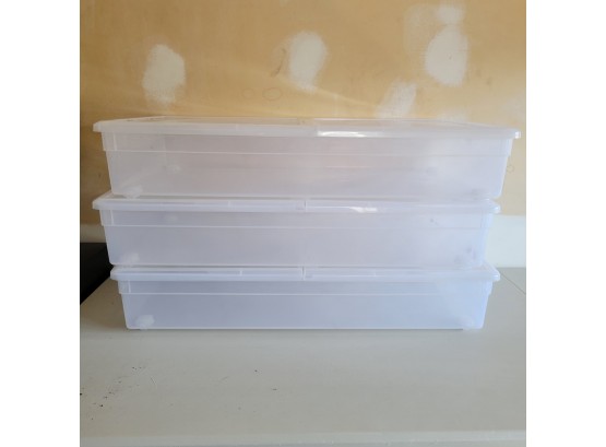 Set Of 3 Clear Rolling Totes By The Container Store