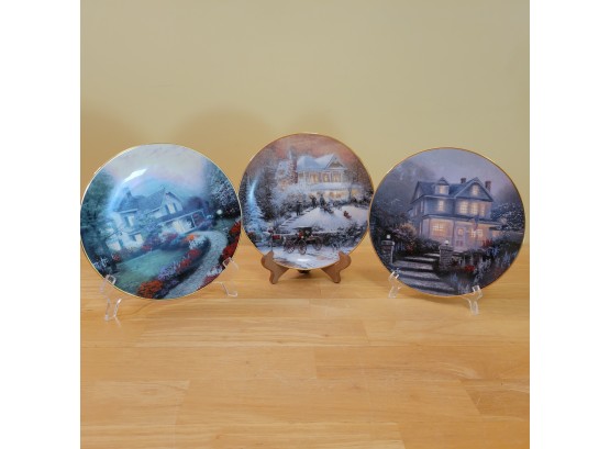 Set Of 3 Knowles Thomas Kincade Collector Plates