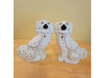 Set Of 2 Staffordshire Ware Ceramic Dogs England