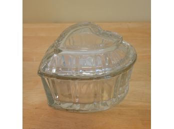 Glass Heart Shaped Dish With Lid