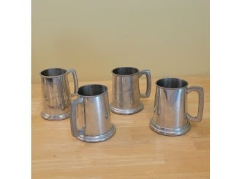 Set Of 4 Vintage English Pewter Mugs. Engraved.