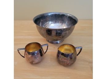 Empire Crafts Silver Plated Bowl, Creamer And Sugar