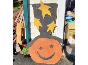 Large Halloween Wooden Jack O Lantern