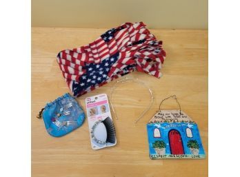 Hair Accessories, American Flag Scarf And Welcome Sign