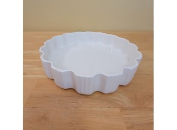 White Ceramic Pie Dish With Scalloped Edge