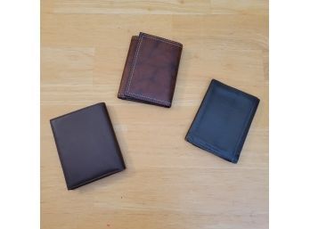 Set Of 3 Genuine Leather Tri Folds