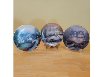 Set Of 3 Knowles Thomas Kincade Collector Plates