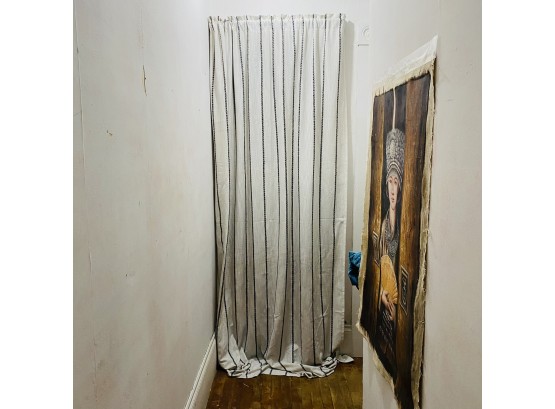 Pair Of White And Black Striped Curtains - 58'x100' (Hallway)