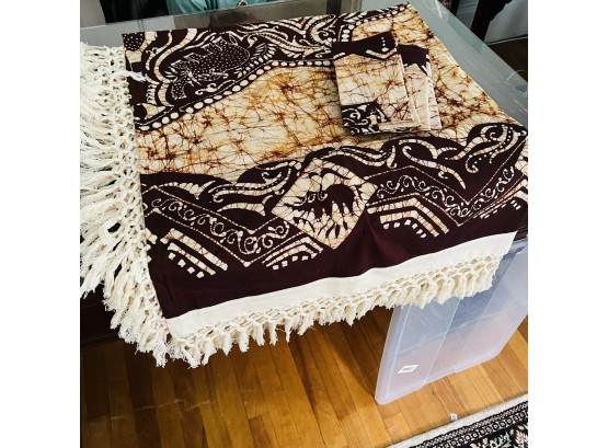 Batik Elephant Tablecloth And Napkins From Malaysia