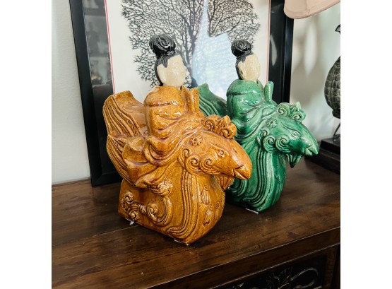 Pair Of Ceramic Chinese Figures