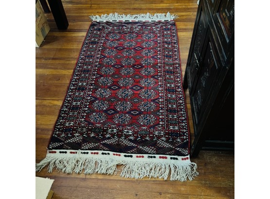 Red Oriental Rug With Fringe Edge 72'x37'