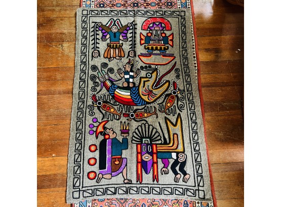 Woman Made Hand Woven Tapestry From Peru