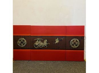 Red Oriental Canvas Paintings - Set Of Three (Hallway)