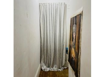Pair Of White And Black Striped Curtains - 58'x100' (Hallway)