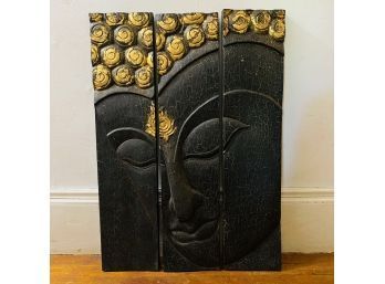 Black And Gold Wood Carved Buddha Wall Art (Hallway)