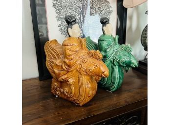 Pair Of Ceramic Chinese Figures