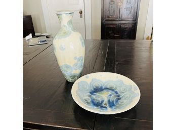 Kari Selnes And Bjarne Nielsen Tornes Keramikk Pottery Vase And Bowl Made In Norway