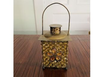 Bronzed Metal And Glass Candle Holder (Livingroom)