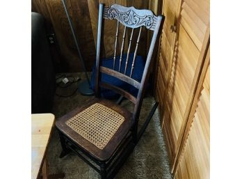 Small Wood Rocking Chair With Cane Seat (Entry)