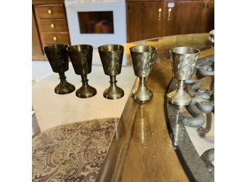 Vintage Brass Cups From India - Set Of 5 (Kitchen)