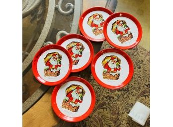 Small Tin Santa Plates - Set Of 6 (Kitchen)
