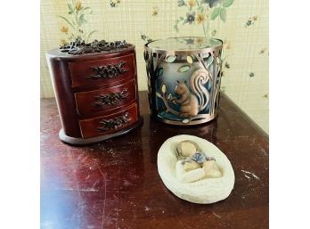 Small Jewelry Box, Candle And Willow Tree Wall Hanging (Master Bedroom)