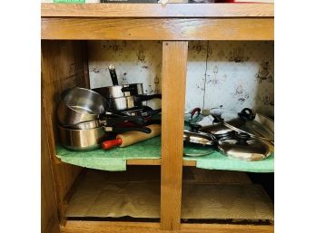 Cabinet Lot: Assorted Pots And Pans (Kitchen)