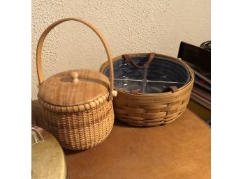 Longaberger Basket With Plastic Insert And Basket With Lid (Bedroom 4)