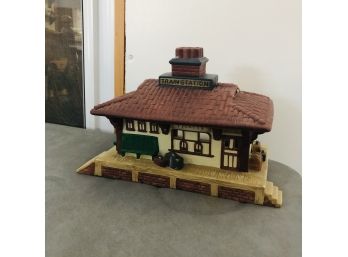 PartyLite Collectible Ceramic Village Tea Light Train Station