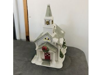 PartyLite Collectible Ceramic Village Tea Light Church
