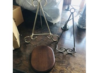Two Easel Stands And Wood Plaque (Porch)
