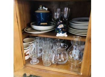 Hutch Lot No. 1: Princess House, Aspen Aire Reindeer Pottery, Dishes