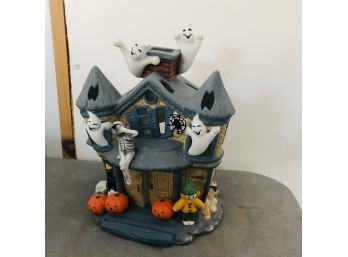 PartyLite Collectible Ceramic Village Tea Light Haunted House